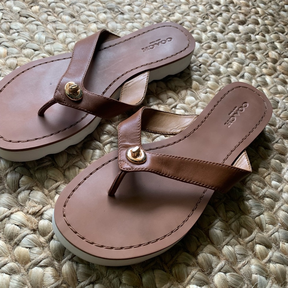 Coach Women's Tan Leather Sandals